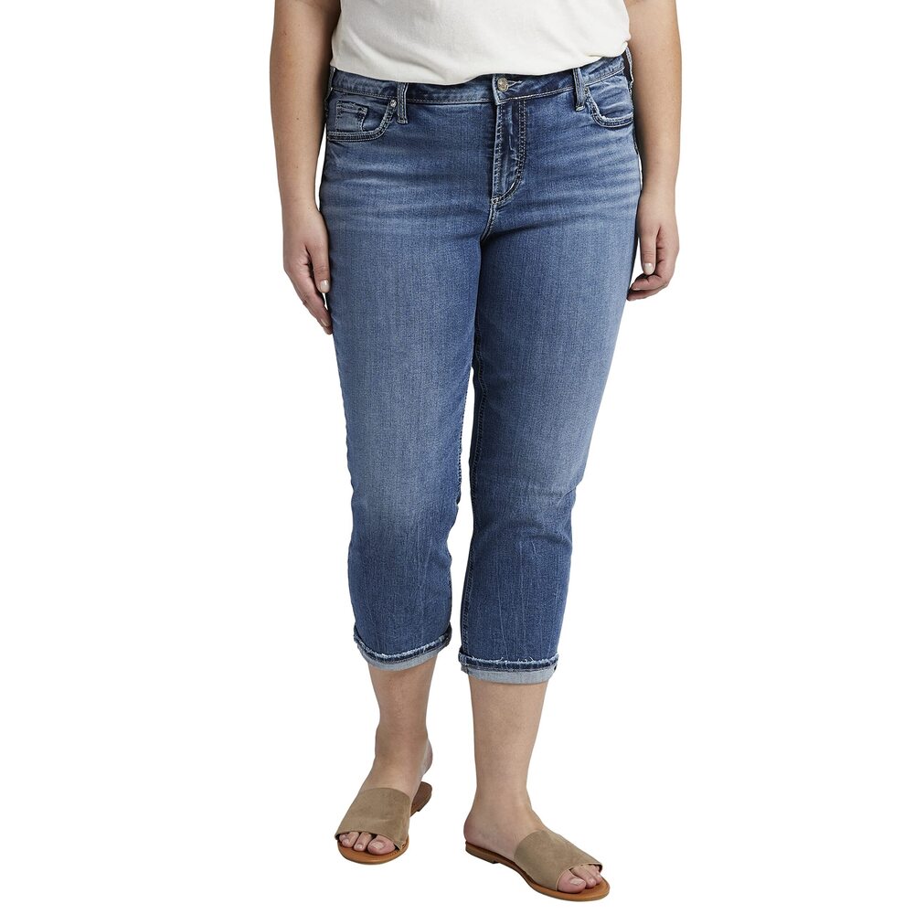 Silver Jeans Co. Plus Size Elyse Capris W43002EGX290 Indigo 12W 23.5
